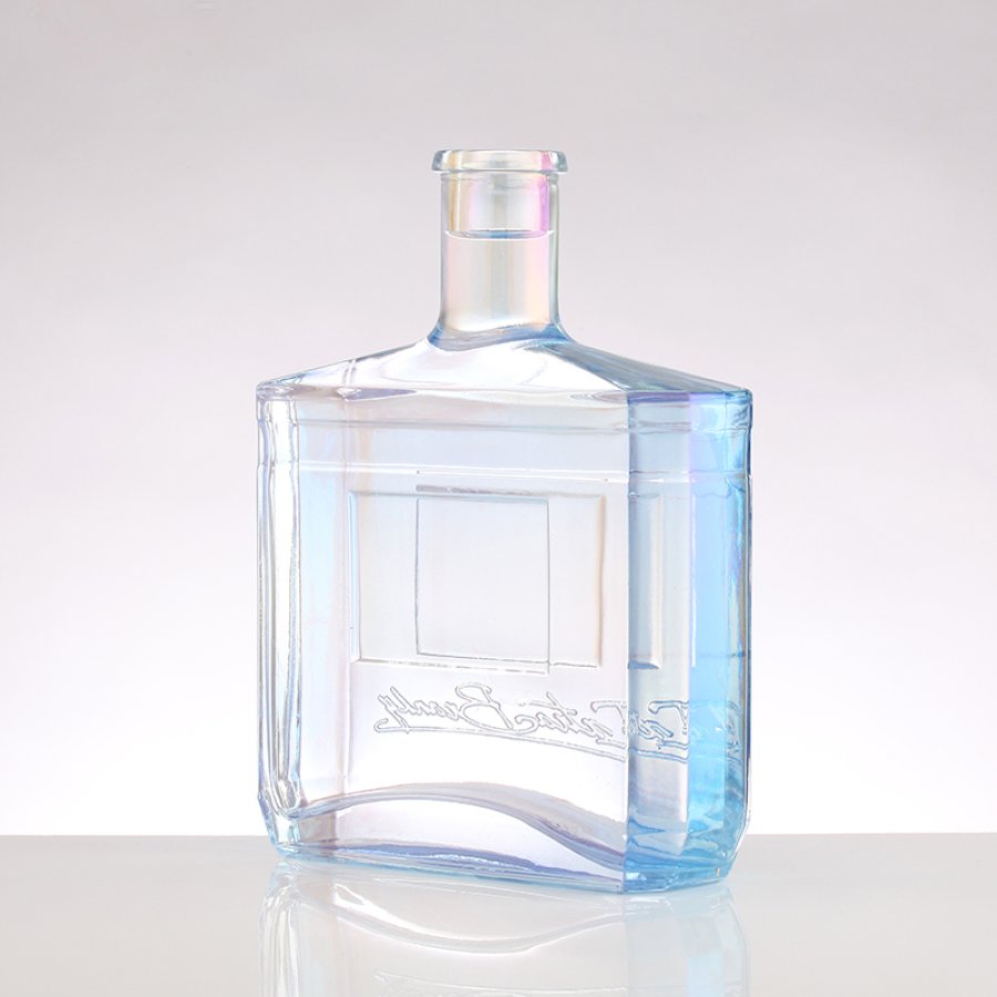 Blue Flat Square Glass Bottle (2)