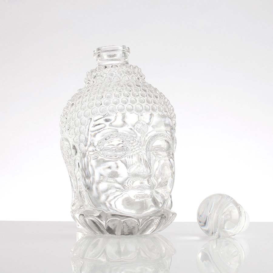 750ml Buddha head glass bottle (2)