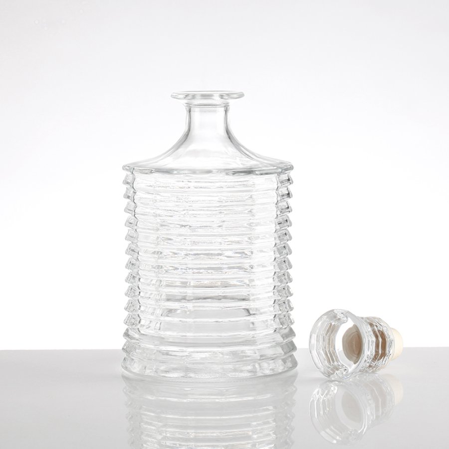 Layered ring texture glass spirit bottle (3)