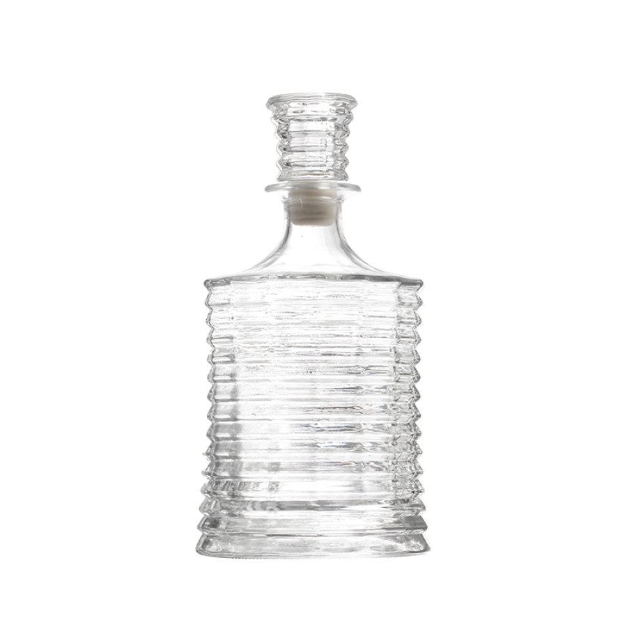 Layered ring texture glass spirit bottle (4)