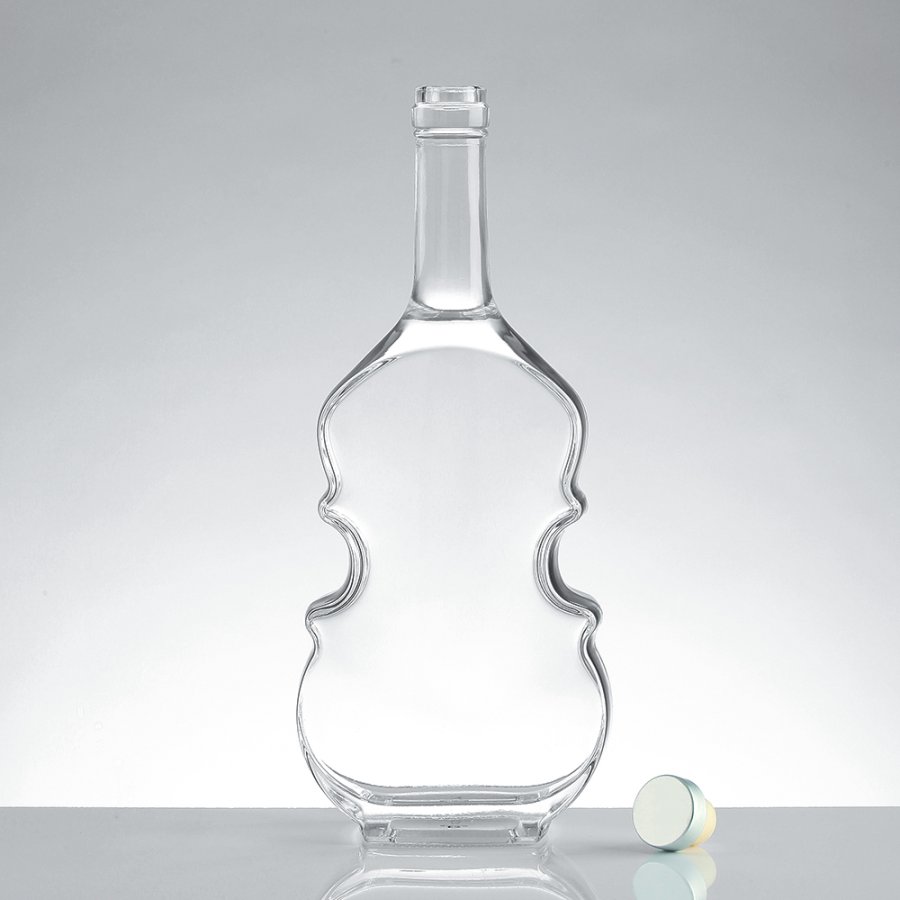 Unique violin shaped 700ml glass whisky bottle (3)