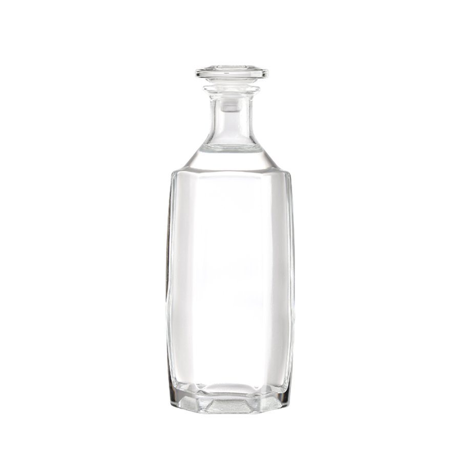 Hexagonal glass bottle with oblique shoulder (3)