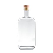 Flat square 50cl transparent glass liquor bottle (2)