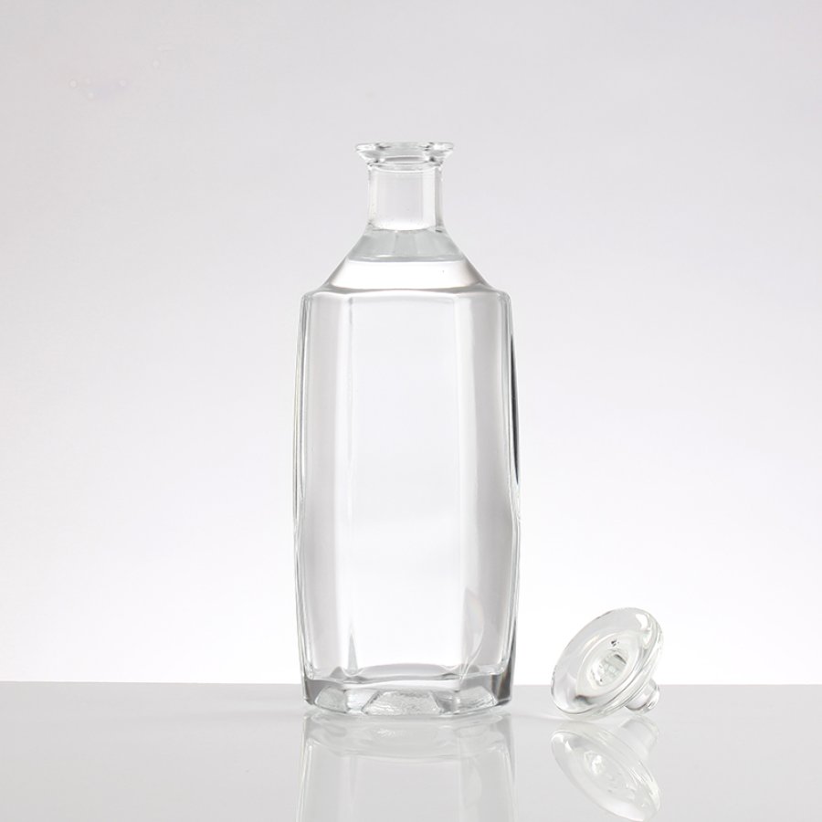 Hexagonal glass bottle with oblique shoulder (4)