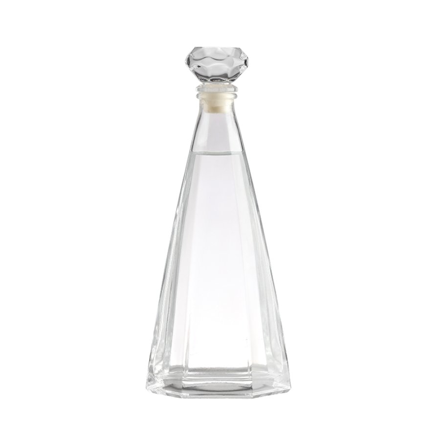 Hexagonal conical spirit glass bottle (4)