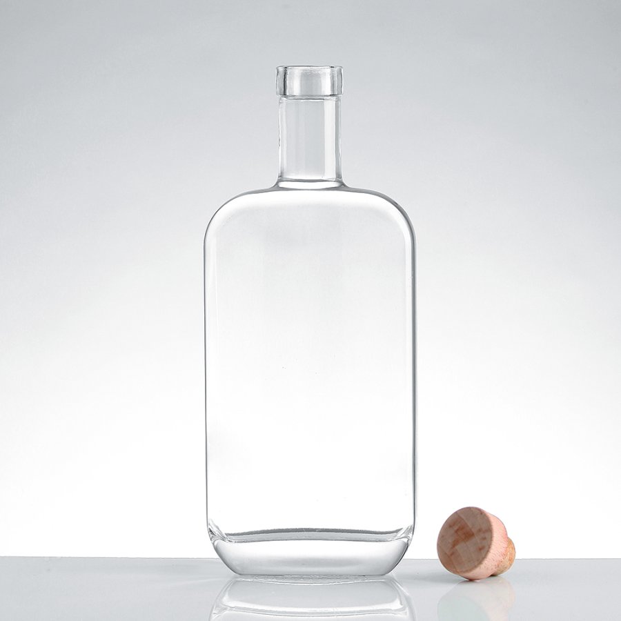 Flat square 50cl transparent glass liquor bottle (3)