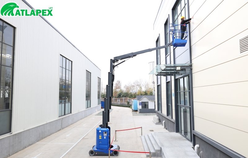 ATLAPEX New Forklift‑Style Vertical Mast Lift with JIB
