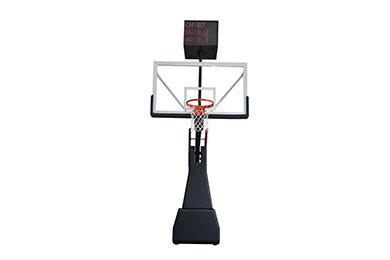 The new model basketball hoop is a spring assisted, folding portable that provides extra stability and meets all competition needs, with overhang size 3250mm, meets FIBA Level 1 standard.