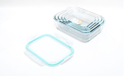 Recipientes de vidrio de borosilicato ecológicos para juego de contenedores de almacenamiento de alimentos
