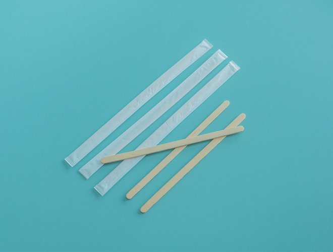 114mm individually wrapped wood stirrer