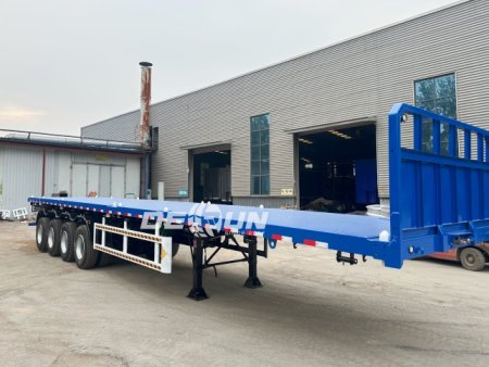 Derun Vehicle 4Axle Flatbed Semi Trailer with Front Wall Successfully Shipped to Tanzania