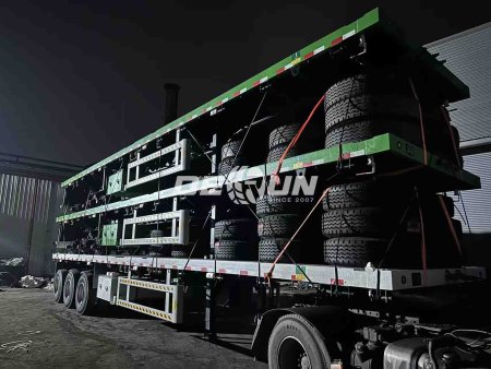 Batch delivery of three-axle flatbed semi-trailers