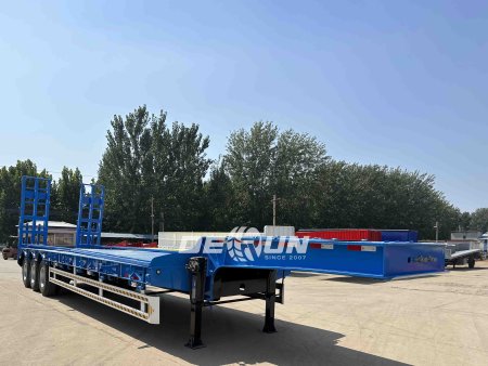 3 Axle 60 Ton Hydraulic Ramp Gooseneck Lowbed Semi Trailer 