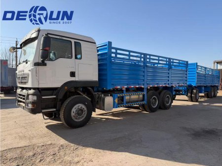 SINOTRUK HOWO TX 6X4 Fence Cargo Truck with Drawbar Trailer for Ethiopia 400HP