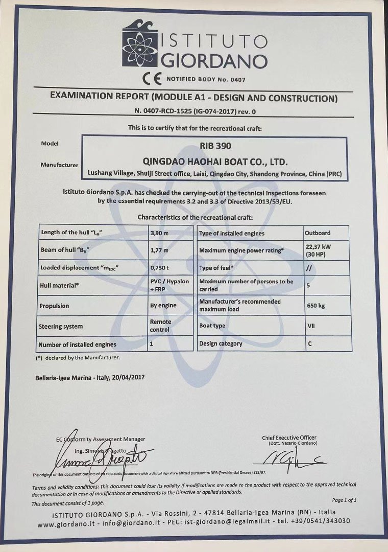 RIB390 CE certification