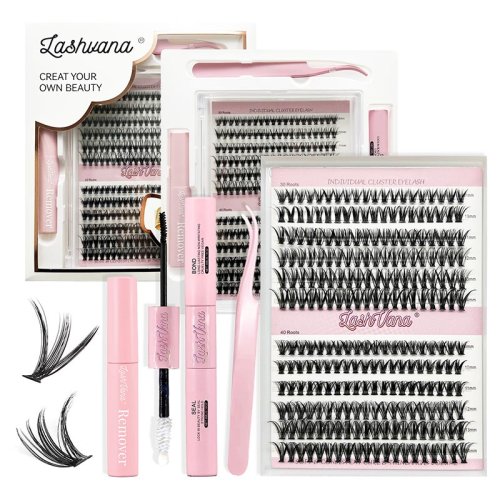 Free Samples Fiber Waterproof Dark Handmade Eyelashes Cluster DIY Cluster Lashes Mink D Curl Cluster Lash Extensions Tools