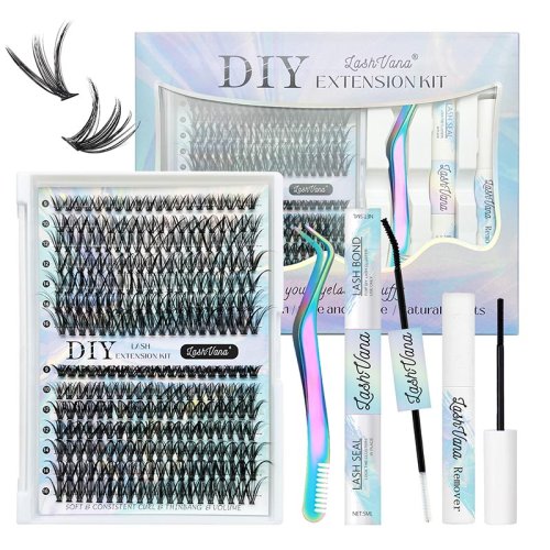 LASHVANA Individual Cluster Lashes Fiber Thin Band 9-16mm Segment Cluster Eyelash Wholesale Individual Lashes Vendors