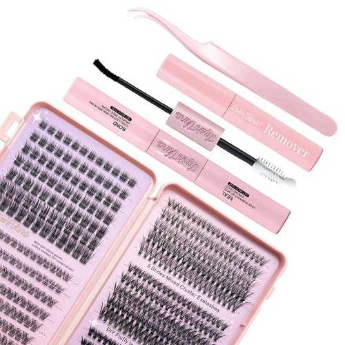 Fluffy Custom Logo Mink Wispy Cluster Lashes Kit Vendor Wholesale Diy Lash Extension Kit Private Label Eye Lash Clusters