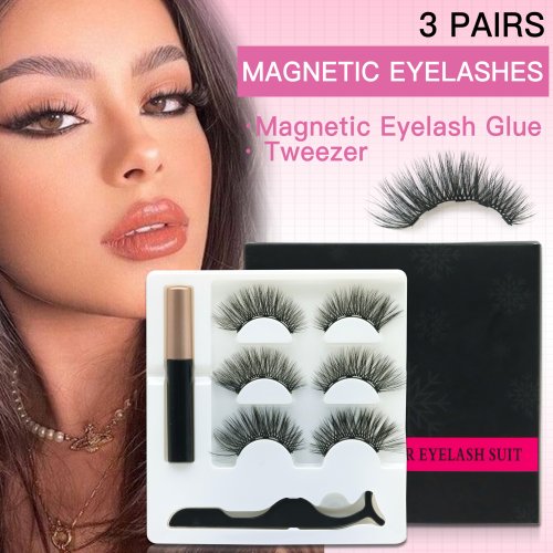 Magnetic Eyelash Set - 3 Pairs with Applicator & Glue