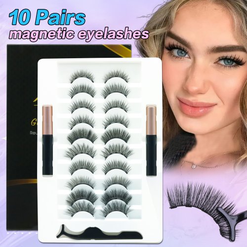 10 Pairs Magnetic False Eyelashes Kit