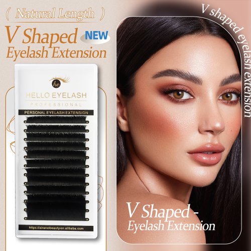 Professional V-Shaped Eyelash Extensions Natural Length & Volume