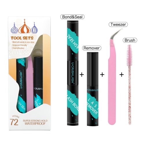 72H Waterproof Lash Bond Seal Remover Kit with Tweezers & Brush - Complete Lash Extension Tool Set