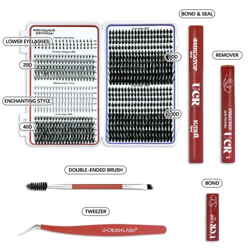 U-CRUSHLASH Complete Lash Extension Kit — 751 Clusters, Salon Results, Zero Salon Visit