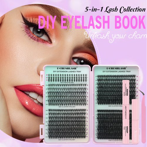 The 5-in-1 Lash Collection — U-CRUSHLASH DIY Eyelash Book with Multiple Cluster Styles in One Case