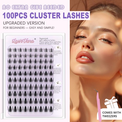 100 PCS No Extra Glue Cluster Lashes for Beginners