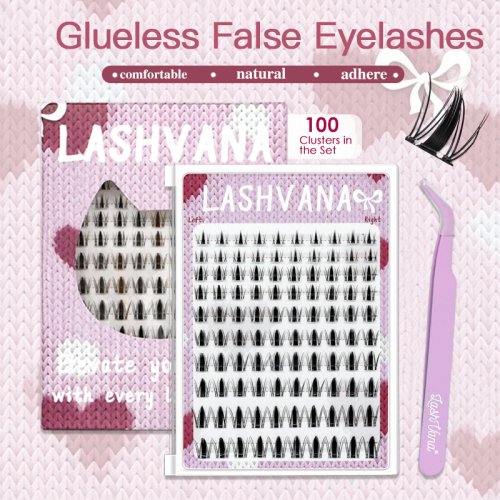 Glueless Lash Clusters, 100 PCS with Tweezers