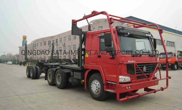 HOWO Tractor Truck with Timber Wood Carrier Semi Trailer