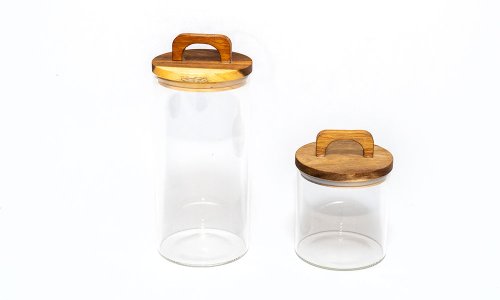500ml 800ml 1L 500ml 1L 2L Airtight Canister Bottle With Acacia Wood Lid Coffee Glass Jar