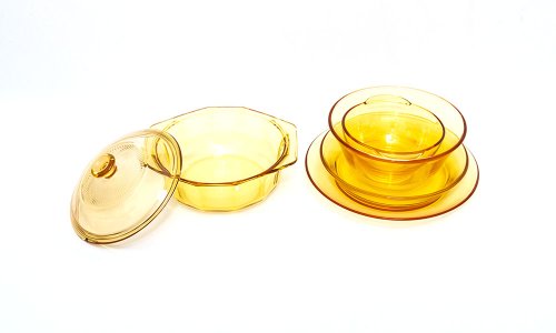 Colored high borosilicate glass tableware glass bowles dinner plates set