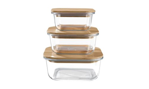 Eco friendly superior Glass Food Storage Containers Set Safe Food Containers with bamboo lid 