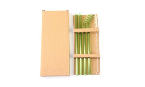 Eco Friendly Reusable Borosilicate Clear Bent Glass Drinking Straw