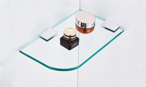 Hot sale slatwall tempered glass shelves clear glass shelf bathroom corner shelf glass with polished edges