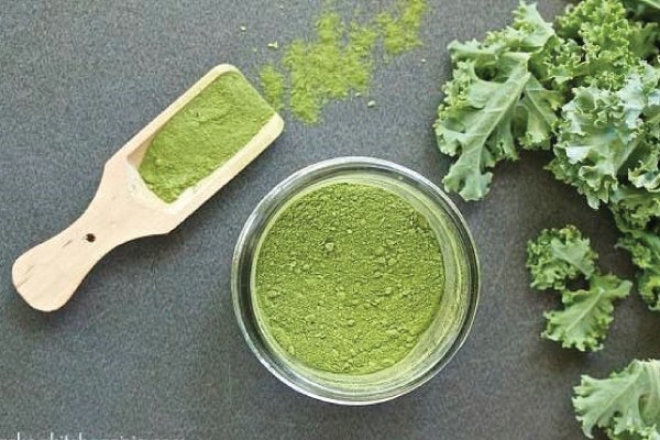 close up texture of fine freeze dried kale powder 40 mesh