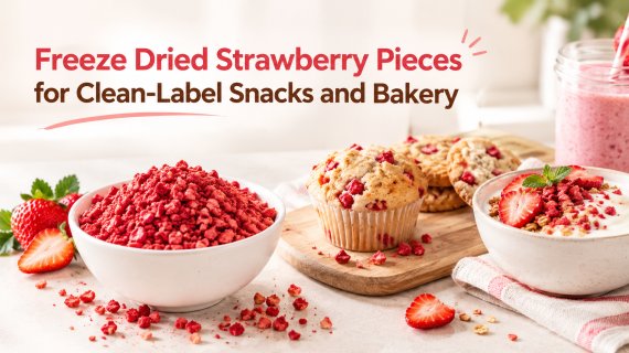 Freeze Dried Strawberry Pieces for Clean-Label Snacks and Bakery