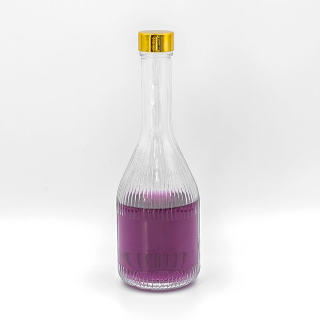 Clear Fruit Liqor Glass Bottle For Beverage With Aluminum Lid