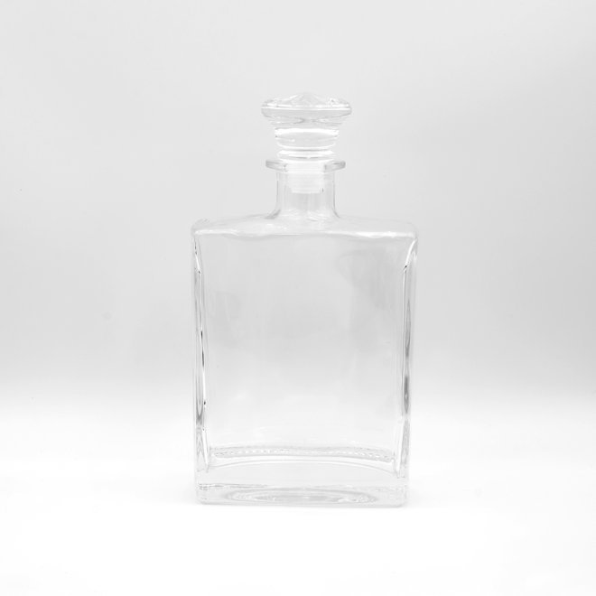 Flat Square Clear Cold Liquor Beverage Juice Wine Glass Flask Bottle