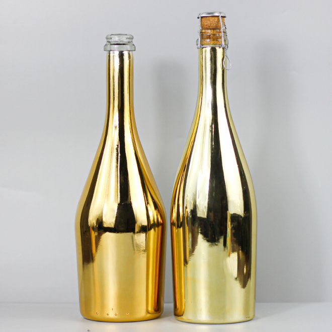 750ml Electroplated Yellow Glass Wine Bottle