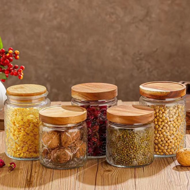Food Packaging Storage Round Wholesale Crystal Glass Jar