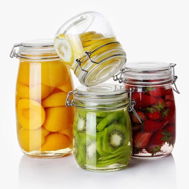 Airtight Transparent Round Bottom Glass Jars