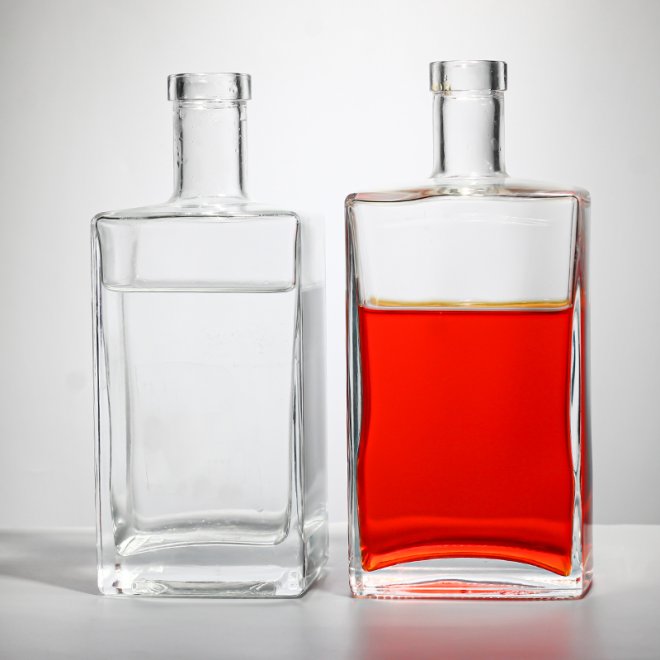 Liquor Wine Vodka Whisky Spirits Square Glass Bottle