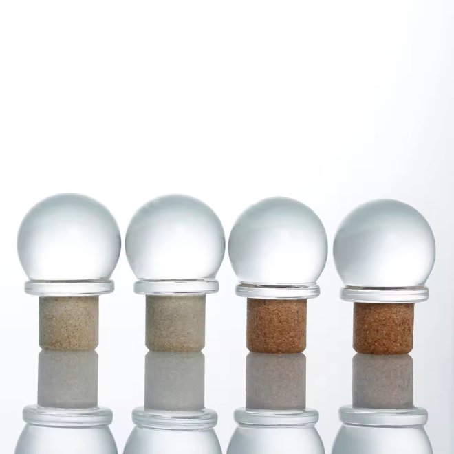 Clear Glass Cap Cork Lids For Wine Spirit Bottle