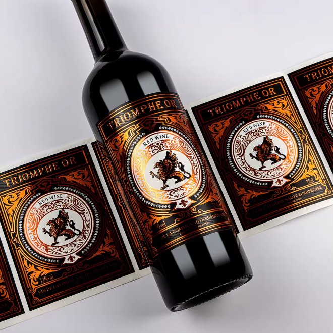 Stamping Whisky Texture Paper Wine Bottle Labels