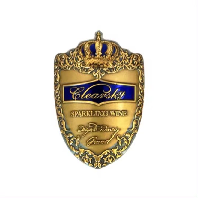Self-adhesive Embossed Wine Bottle Sticker Metal Label 