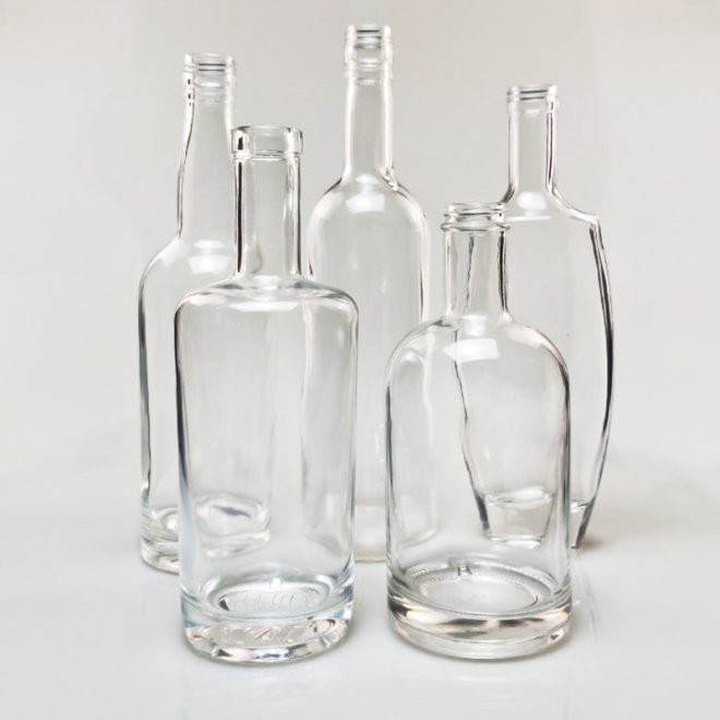 Screen Print Gin Whiskey Glass Round Drinking Bottle