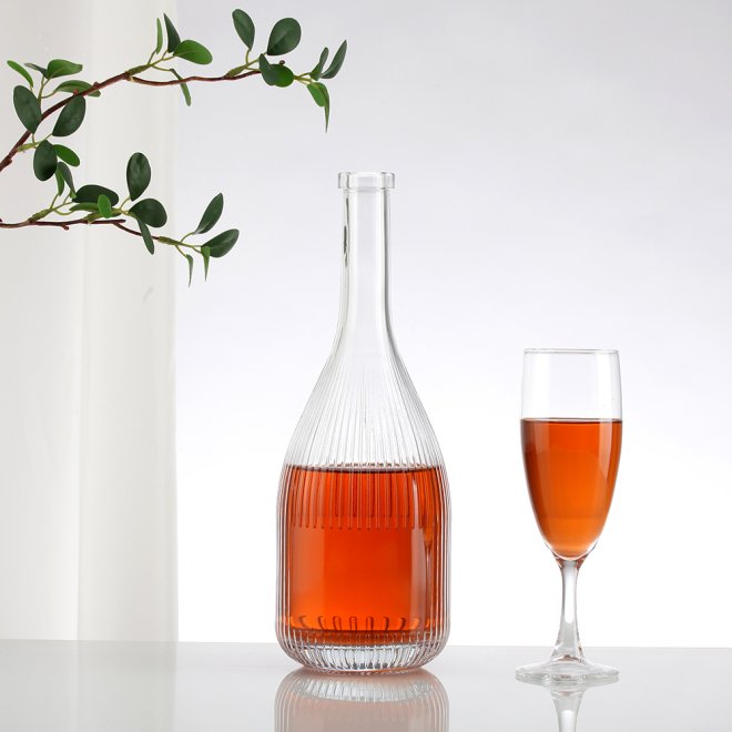 Wholesale Super Flint Glass Unique Shaped Fruit Juice Bottle