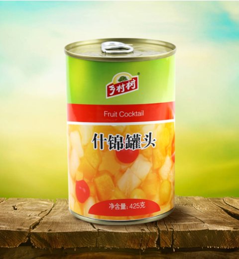 Fruit cocktail in tins